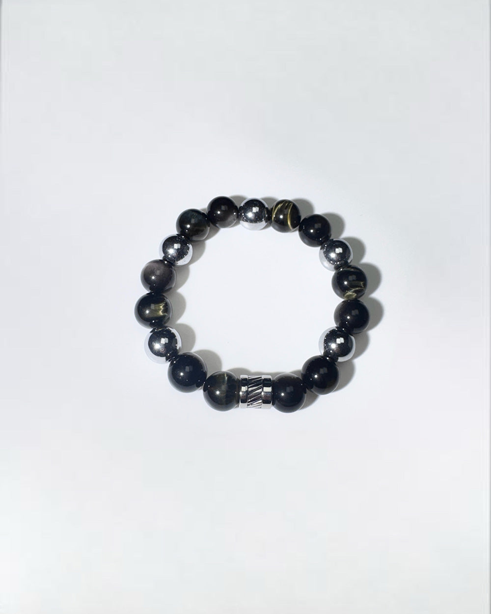 Triple Protection Silver Hematite, Silver Sheen Obsidian, HQ Mixed Eye Tigers Eye HQ (Men)