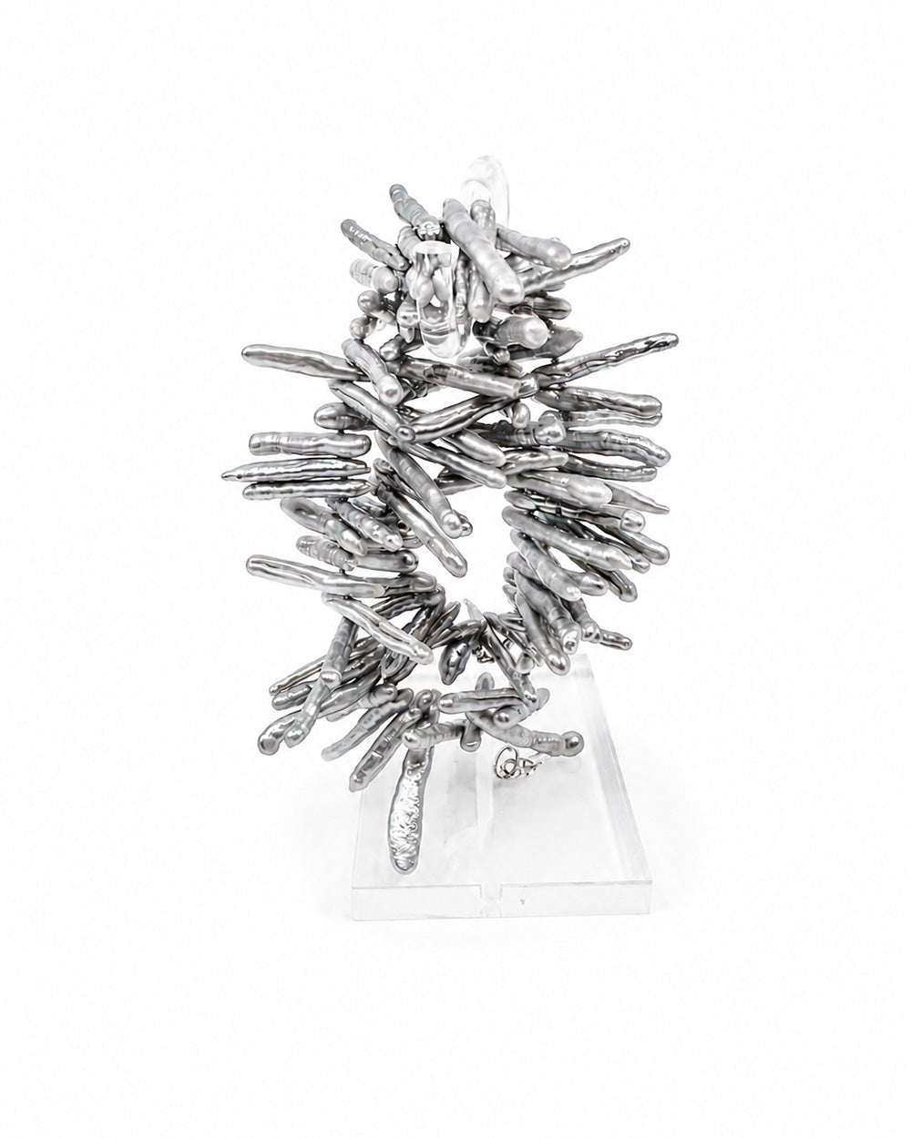 Tidal Stix Silver Pearl Wrap Fringe Bracelet