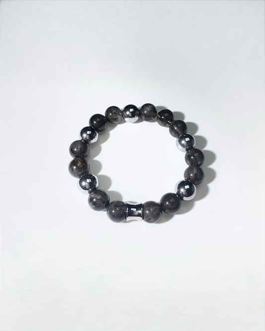 Black Auralite & Silver Hematite (Men)