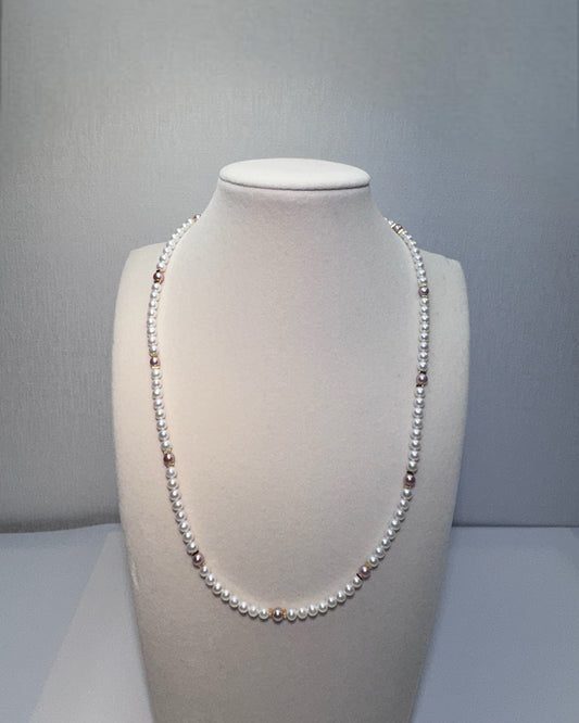 Mini Vivid Round & White Pearl Necklace
