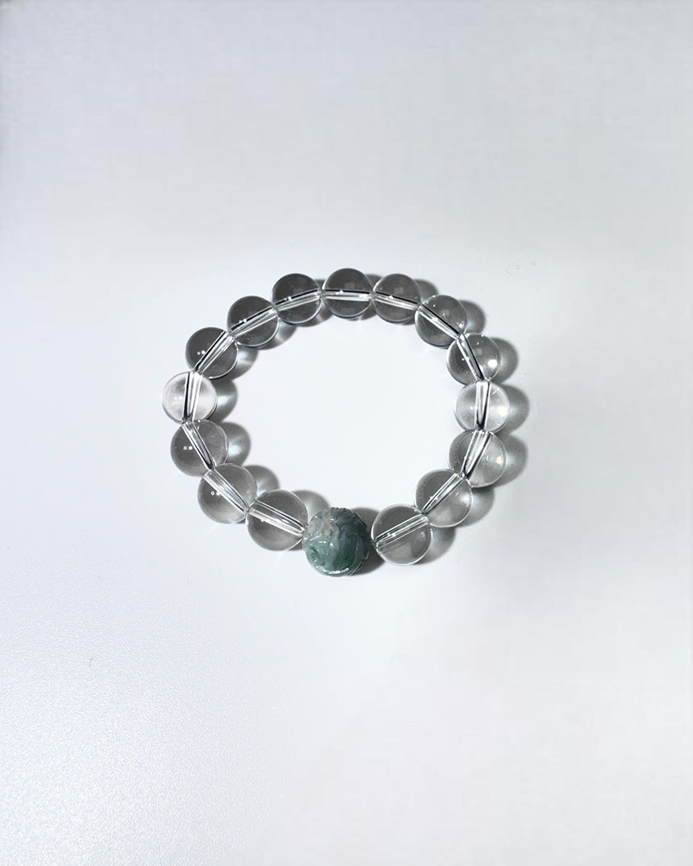 Clear Quartz and Carved Jade