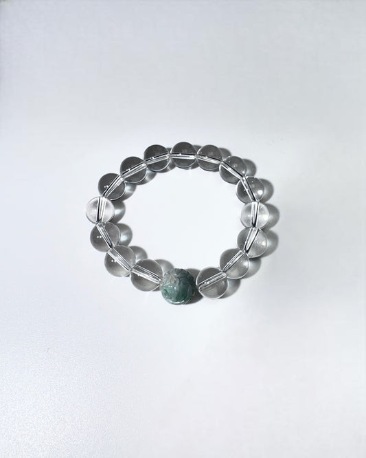 Clear Quartz and Carved Jade