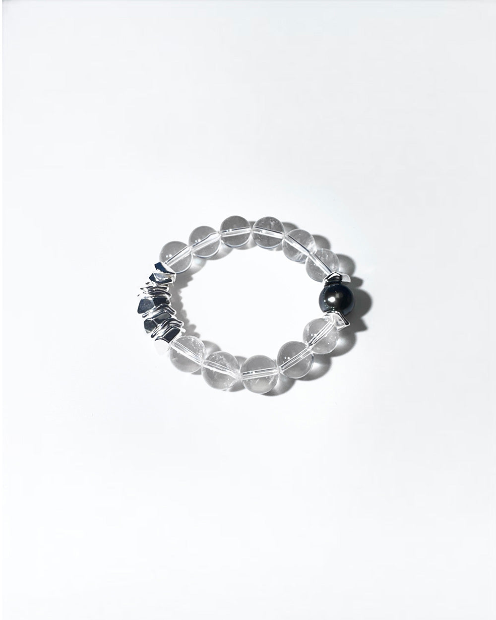 Clear Quartz and Tahitian Pearl with Silver Freeform