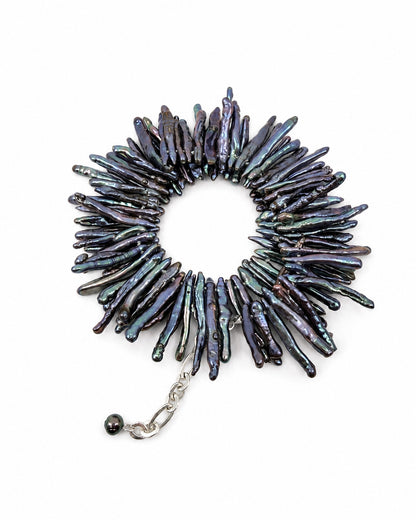 Tidal Stix Peacock Pearl Wrap Fringe Bracelet