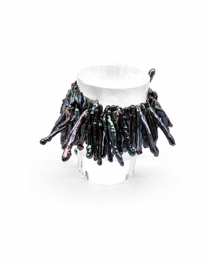 Tidal Stix Peacock Pearl Wrap Fringe Bracelet