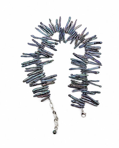 Tidal Stix Peacock Pearl Wrap Fringe Bracelet