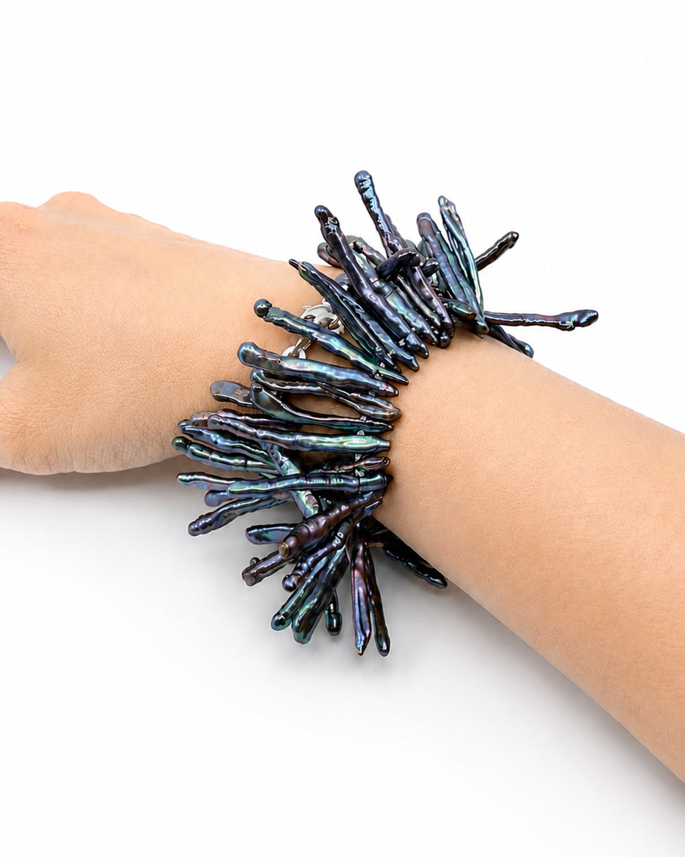 Tidal Stix Peacock Pearl Wrap Fringe Bracelet