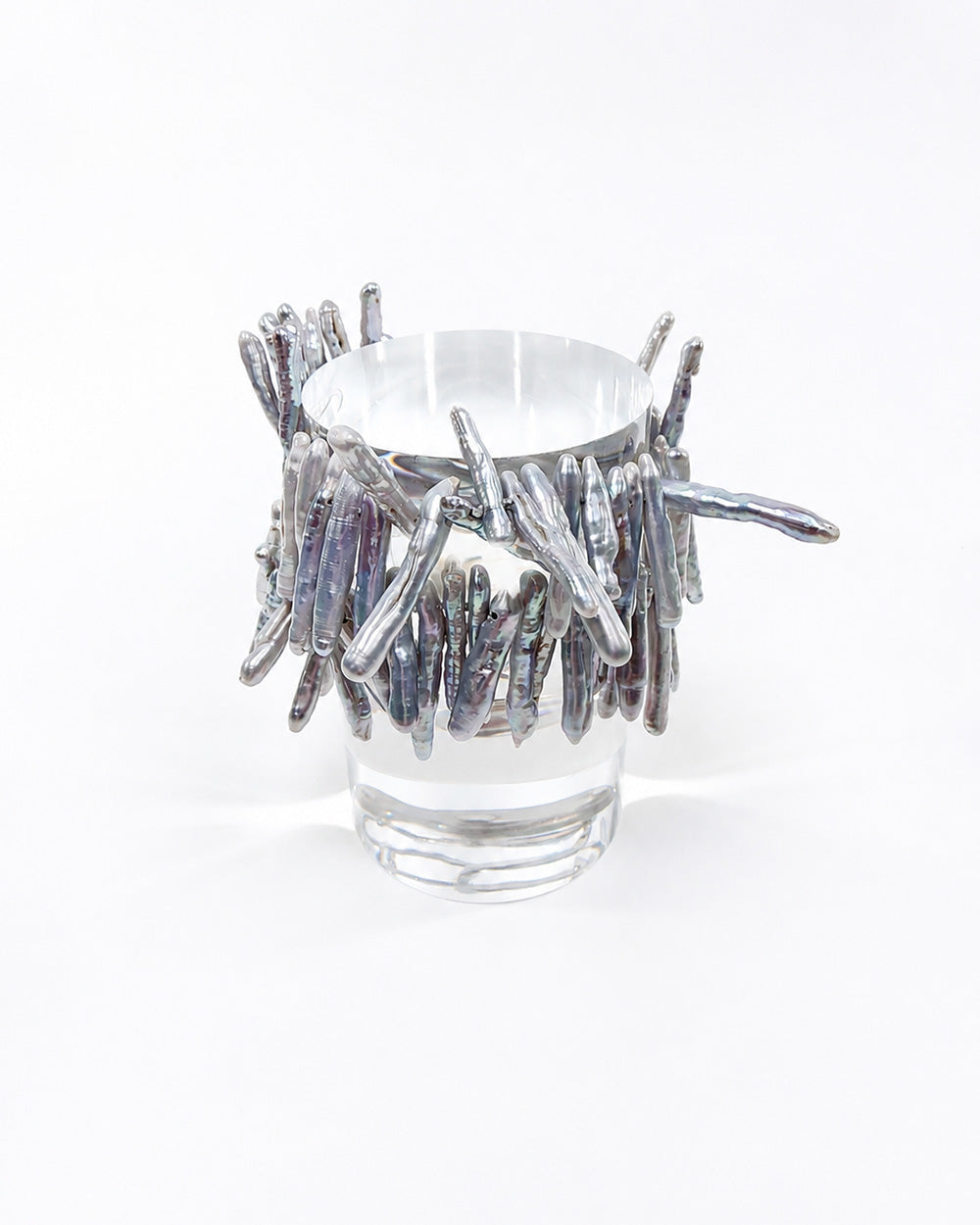 Tidal Stix Silver Pearl Wrap Fringe Bracelet
