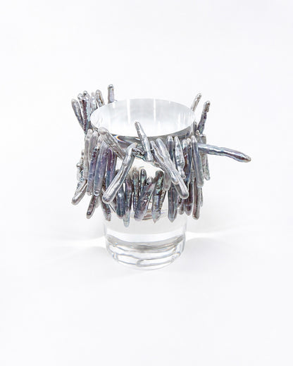 Tidal Stix Silver Pearl Wrap Fringe Bracelet