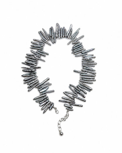 Tidal Stix Silver Pearl Wrap Fringe Bracelet