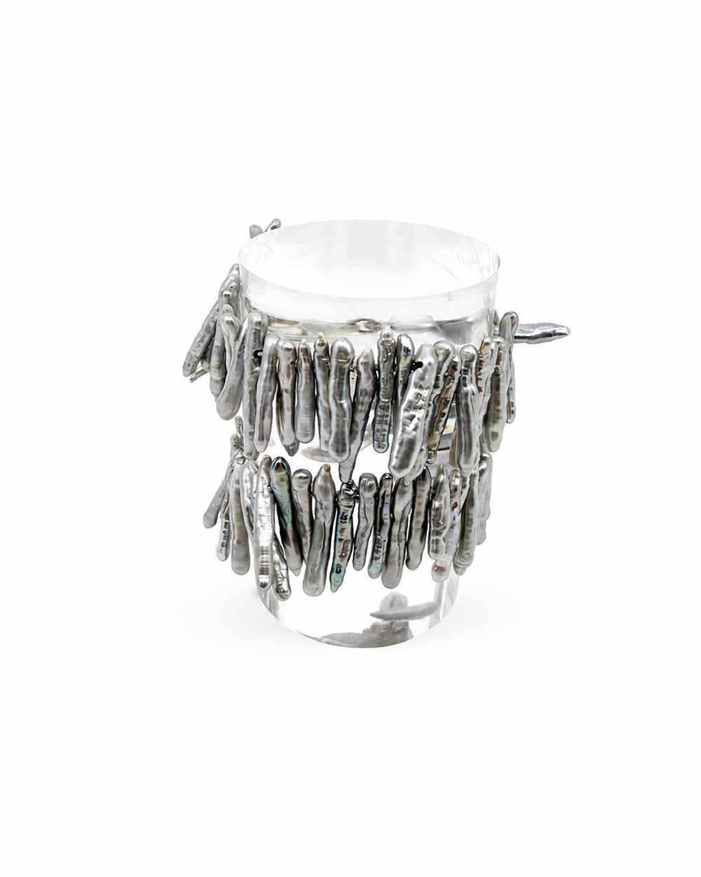 Tidal Stix Silver Pearl Wrap Fringe Bracelet