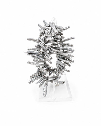 Tidal Stix Silver Pearl Wrap Fringe Bracelet