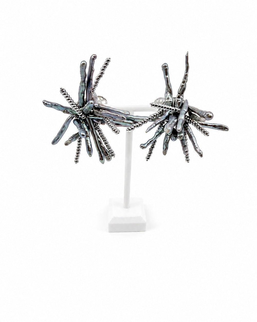 Tidal Stix Silver Pearl Earring
