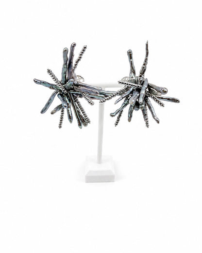 Tidal Stix Silver Pearl Earring