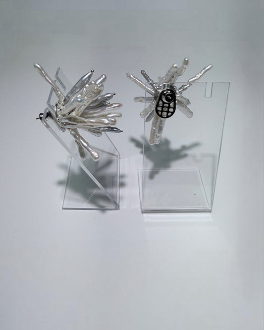 Tidal Stix Silver and White Pearl Earring