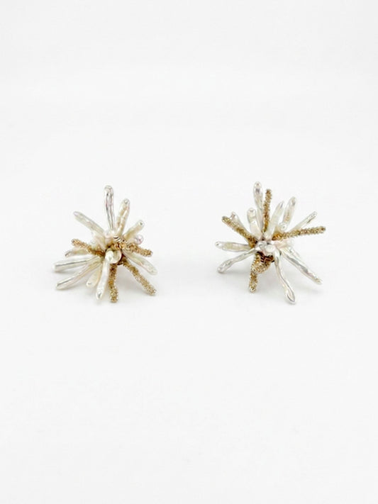 Tidal Stix White Pearl and Gold Earring