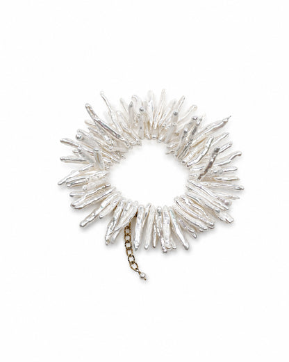 Tidal Stix White Pearl Wrap Fringe Bracelet