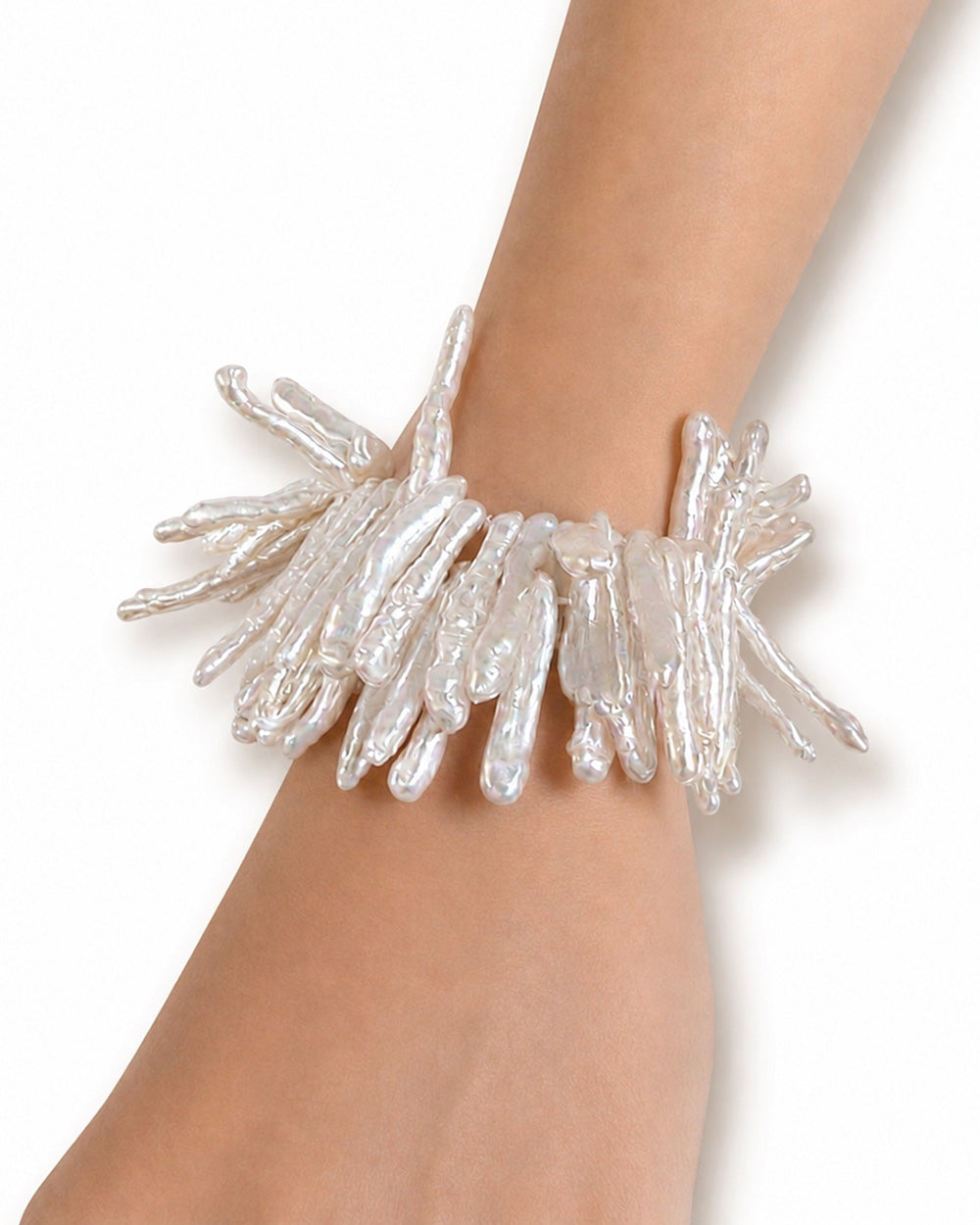 Tidal Stix White Pearl Wrap Fringe Bracelet