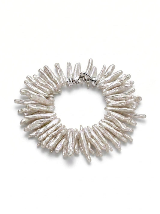 Tidal Stix White Pearl Wrap Fringe Bracelet